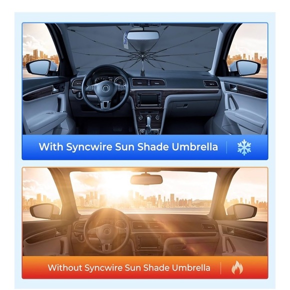 White Syncwire Car Windshield Sunshade Umbrella - Picture 3 of 8